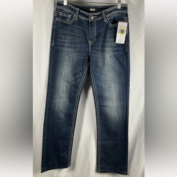 Reba Women's Size 8 Jayden Straight Embroidery Rhinestones Pattern Blue Jeans - Picture 1 of 12